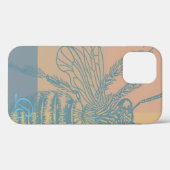 Coques Case-Mate iPhone Monogramme d'abeille bleu chic (Verso (horizontal))
