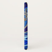 Coques Case-Mate iPhone Monogramme d'Agate de marbre bleu et or (Dos/Gauche)