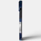 Coques Case-Mate iPhone Monogramme d'âge bleu et argent de la marine moder (Verso / Gauche)