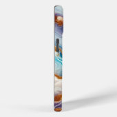 Coques Case-Mate iPhone Monogramme d'âge doré Aqua Turquoise personnalisé (Verso / Droite)