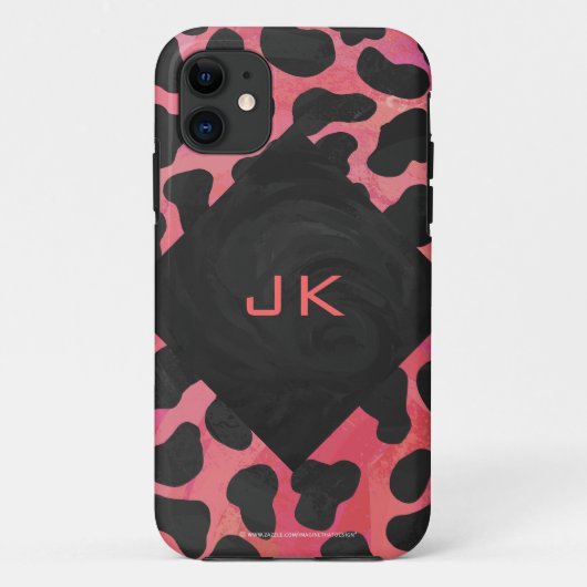 Coques Case-Mate iPhone Monogramme Dalmatien Noir et Rouge (Dos)