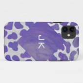 Coques Case-Mate iPhone Monogramme Dalmatien violet et blanc (Dos (Horizontal))