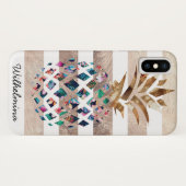 Coques Case-Mate iPhone Monogramme d'ananas floral (Dos (Horizontal))