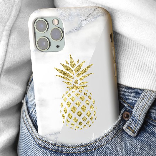 Coques Case-Mate iPhone Monogramme d'ananas Marbre blanc