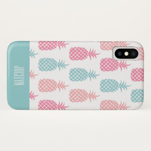 Coques Case-Mate iPhone Monogramme d'ananas tropical moderne (Dos (Horizontal))