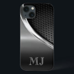 Etui iPhone Case-Mate Monogramme d'apparence métallique moderne<br><div class="desc">This design feh a sleek moderne look with a sporty edge. Le spectacle se déroulera dans le Grayscale monochromatic hues, this case is a good choice for the business professional or the casual user. You'll love showing off your phone covered in this stylish case. To personalize this case with your...</div>