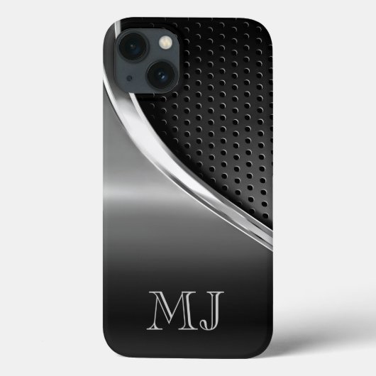Coques Case-Mate iPhone Monogramme d'apparence métallique moderne (Verso)