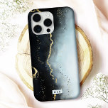Coque iPhone 15 Pro Max Monogramme d'aquarelle bleu marine<br><div class="desc">Protégez votre téléphone avec élégance grâce à cet élégant coque iphone "Ethereal Mist", au design captivant et aux accents métalliques imitant. Parfait pour les amateurs de luxe et d'art moderne, ce coque est disponible pour de nombreux modèles iPhone et Samsung, offrant à la fois des options Barely There et Tough...</div>