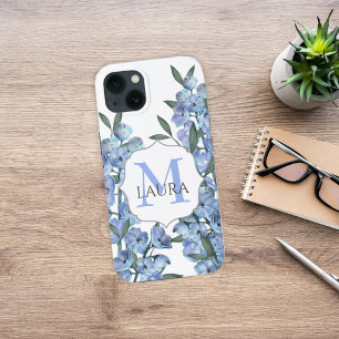 Case-Mate iPhone Case Monogramme d'aquarelle bleu moderne