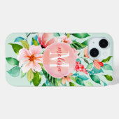 Coques Case-Mate iPhone Monogramme d'aquarelle florale Paradise (Verso (horizontal))