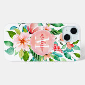 Coques Case-Mate iPhone Monogramme d'aquarelle florale Paradise (Verso (horizontal))