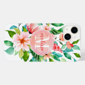 Coques Case-Mate iPhone Monogramme d'aquarelle florale Paradise (Verso (horizontal))