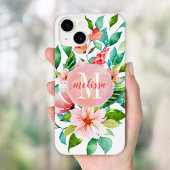 Coques Case-Mate iPhone Monogramme d'aquarelle florale Paradise
