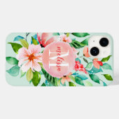 Coques Case-Mate iPhone Monogramme d'aquarelle florale Paradise (Verso (horizontal))