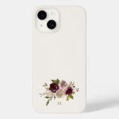 Coques Case-Mate iPhone Monogramme d'aquarelle florale rose-bourgogne mode (Verso)