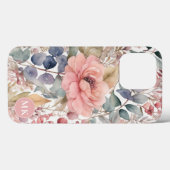 Coques Case-Mate iPhone Monogramme d'aquarelle rose rose-rose rustique (Verso (horizontal))