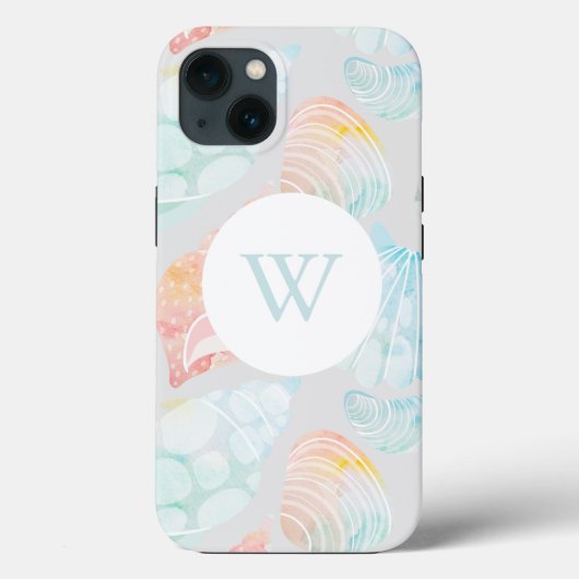 Coques Case-Mate iPhone Monogramme d'aquarelle Shell (Verso)
