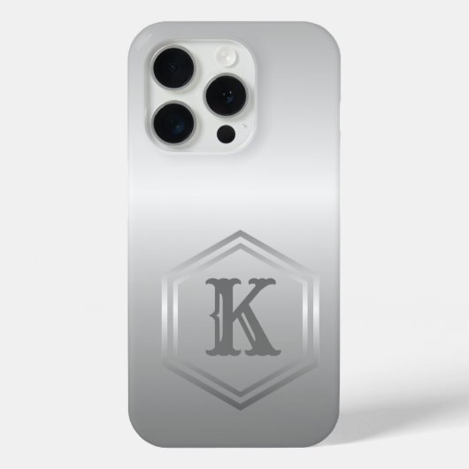 Coques Case-Mate iPhone Monogramme d'argent métallique personnalisé (Verso)