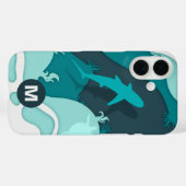 Coques Case-Mate iPhone Monogramme d'art Abstrait cool requin (Verso (horizontal))