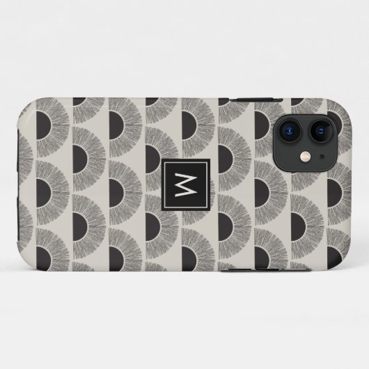 Coques Case-Mate iPhone Monogramme d'art Abstrait moderne noir et beige Su (Dos (Horizontal))