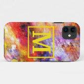 Coques Case-Mate iPhone Monogramme d'art Abstrait rouge or (Dos (Horizontal))