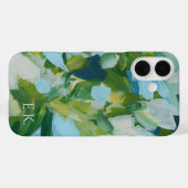 Coques Case-Mate iPhone Monogramme d'art Abstrait vert Nom personnalisé (Verso (horizontal))