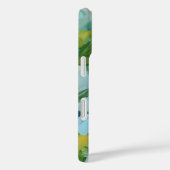 Coques Case-Mate iPhone Monogramme d'art Abstrait vert Nom personnalisé (Verso / Droite)