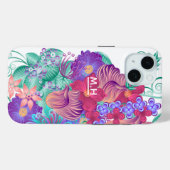 Coques Case-Mate iPhone Monogramme d'Art Botanique Whimsical Moderne (Verso (horizontal))