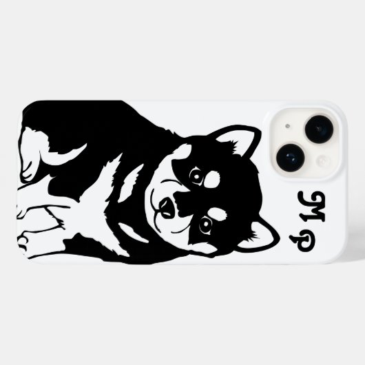 Coques Case-Mate iPhone Monogramme d'art chiot Shiba Inu (Verso (horizontal))