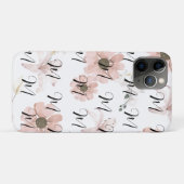 Coques Case-Mate iPhone Monogramme d'art de fleurs roses aquarelle (Dos (Horizontal))