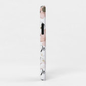 Coques Case-Mate iPhone Monogramme d'art de fleurs roses aquarelle (Dos/Droite)