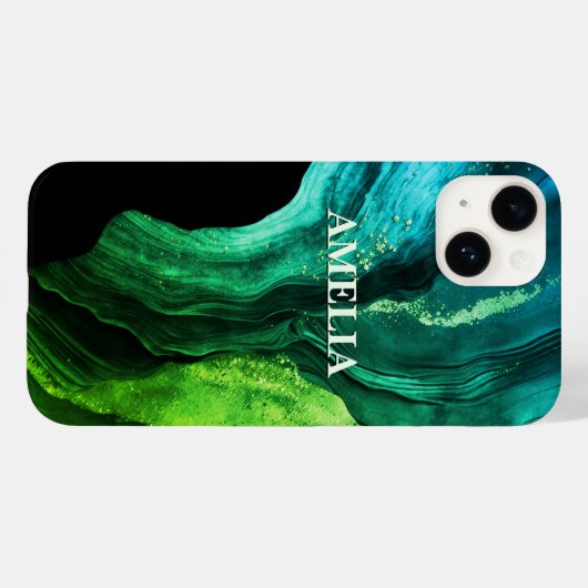 Coques Case-Mate iPhone monogramme d'art en marbre chic à parties scintill (Verso (horizontal))