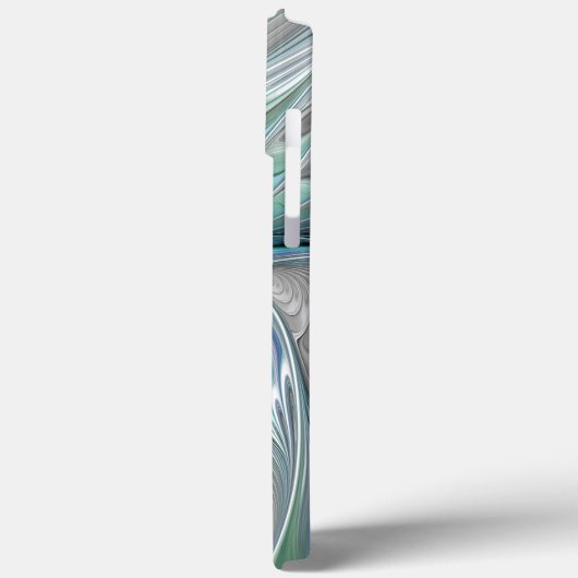 Coques Case-Mate iPhone Monogramme d'art fractal à papillon bleu vert Abst (Verso / Gauche)