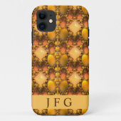 Coques Case-Mate iPhone Monogramme d'art fractal jaune peigne (Dos)