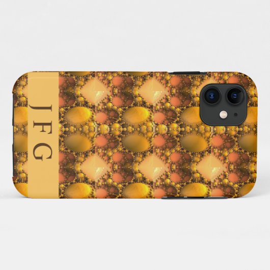 Coques Case-Mate iPhone Monogramme d'art fractal jaune peigne (Dos (Horizontal))