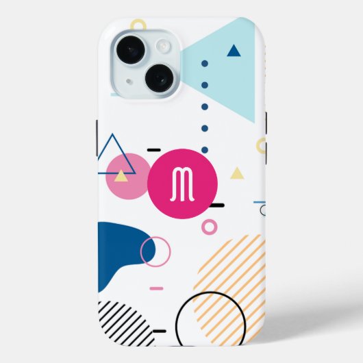 Coques Case-Mate iPhone Monogramme d'Art Géométrique Abstrait moderne (Verso)