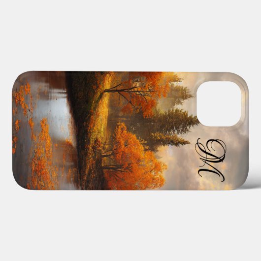 Coques Case-Mate iPhone Monogramme d'automne (Verso (horizontal))