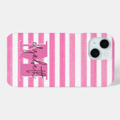 Coques Case-Mate iPhone Monogramme de bande rose (Verso (horizontal))