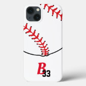 Coques Case-Mate iPhone Monogramme de baseball et numéro d'équipe (Verso)
