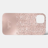 Coques Case-Mate iPhone Monogramme de bijoux pailletés or rose (Verso (horizontal))