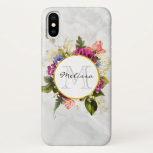 Case-Mate iPhone Case Monogramme de bouquet floral aquarelle rose modern
