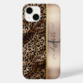 Coques Case-Mate iPhone Monogramme de bronze noir Motif léopard (Verso)