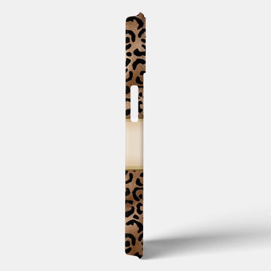 Coques Case-Mate iPhone Monogramme de bronze noir Motif léopard (Verso / Droite)