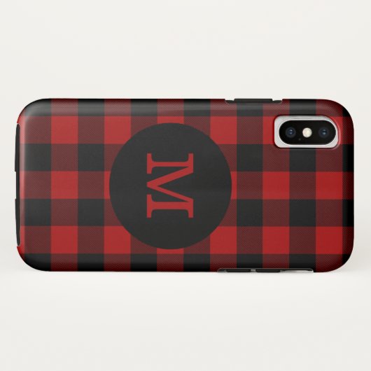Coques Case-Mate iPhone Monogramme de Buffalo Plaid (Dos (Horizontal))