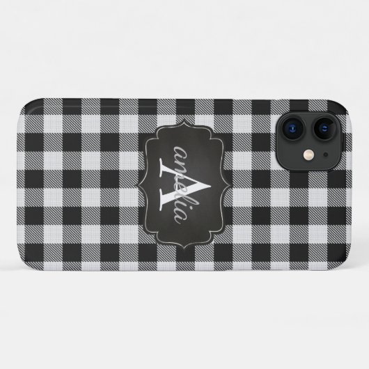 Coques Case-Mate iPhone Monogramme de buffle noir et blanc MODIFIÉ (Dos (Horizontal))