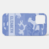 Coques Case-Mate iPhone Monogramme de camouflage bleu (Verso (horizontal))