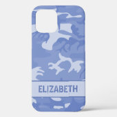 Coques Case-Mate iPhone Monogramme de camouflage bleu (Verso)