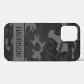 Coques Case-Mate iPhone Monogramme de camouflage gris (Verso (horizontal))