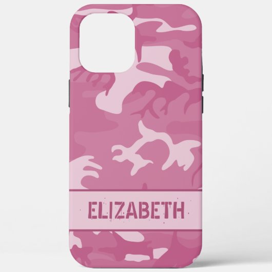 Coques Case-Mate iPhone Monogramme de camouflage rose (Verso)