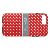 Coques Case-Mate iPhone Monogramme de carbone rouge blanc Pois (Dos (Horizontal))